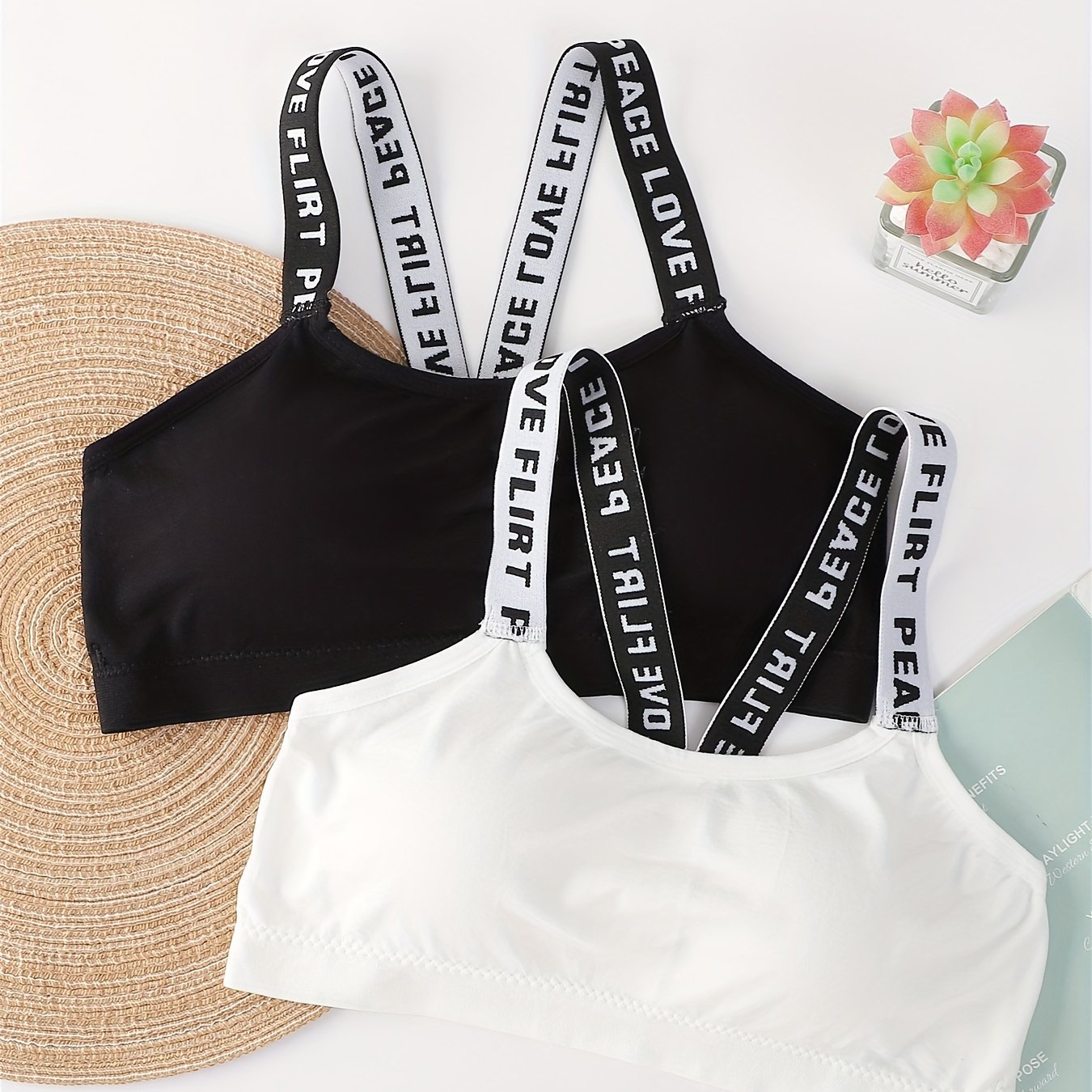 2-Pack Backless Crop Top Sports Bras for Women, Comfort Fit Letter Print Gym Activewear with Crop Top Lingerie Design