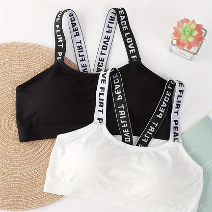 2-Pack Backless Crop Top Sports Bras for Women, Comfort Fit Letter Print Gym Activewear with Crop Top Lingerie Design