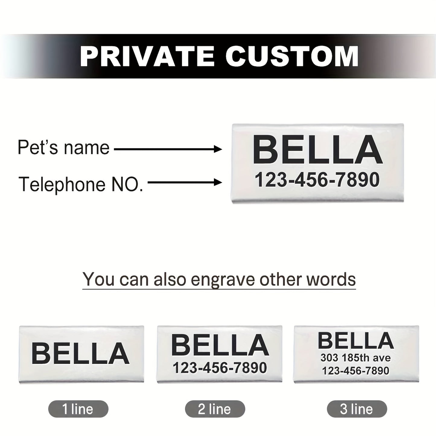 [Fast Arrival] Personalized Pet ID Tag - Durable, Noise-Free, Stylish Slide-On Tag with Engraved Pet's Name, Perfect for Dogs and Cats - Easy to Read, Long-Lasting, and Attractive Design