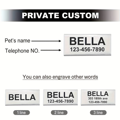 [Fast Arrival] Personalized Pet ID Tag - Durable, Noise-Free, Stylish Slide-On Tag with Engraved Pet's Name, Perfect for Dogs and Cats - Easy to Read, Long-Lasting, and Attractive Design