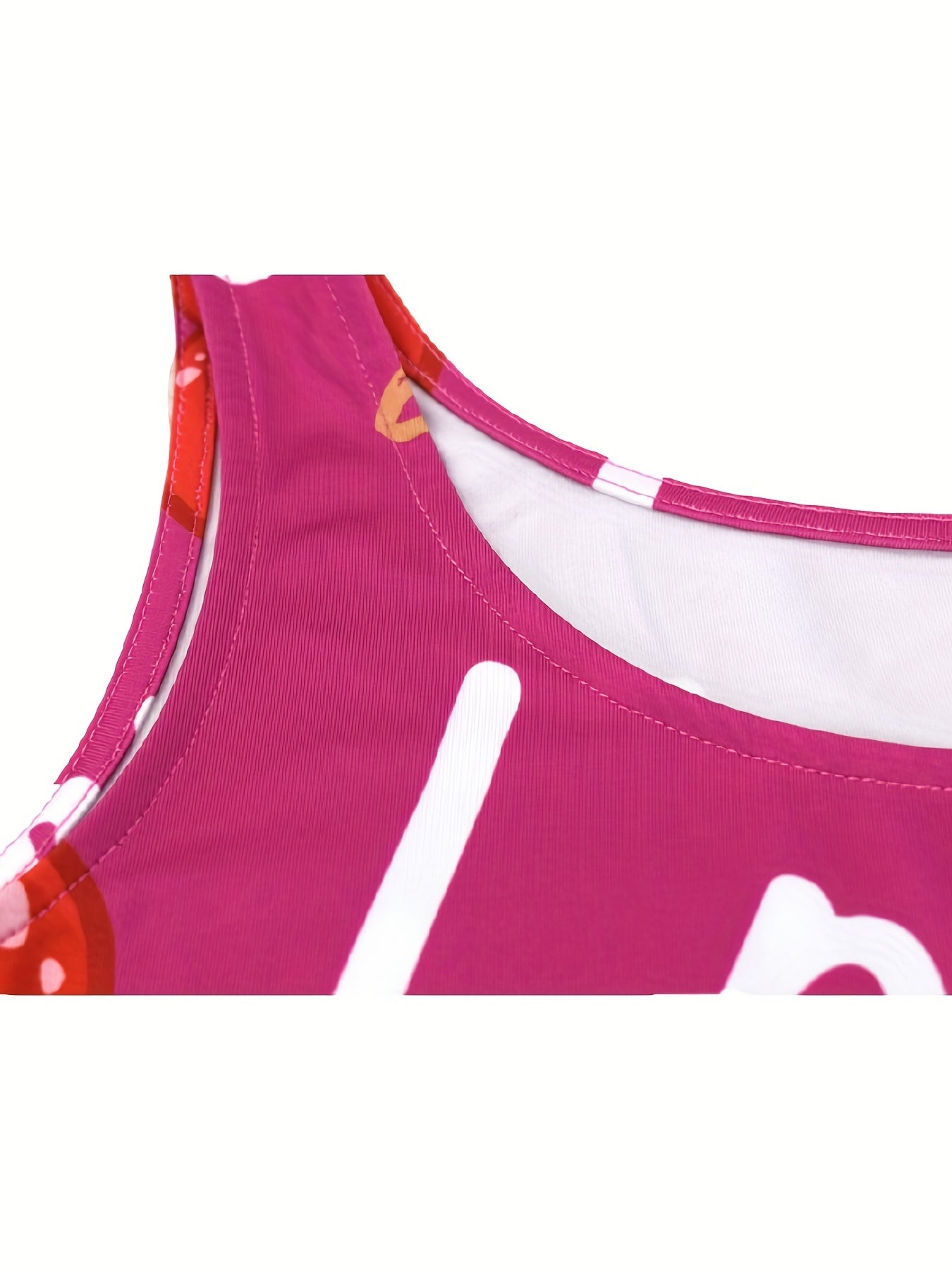 Heart & Letter Print Tank Dress, Casual Sleeveless U Neck Slim Dress, Women's Clothing