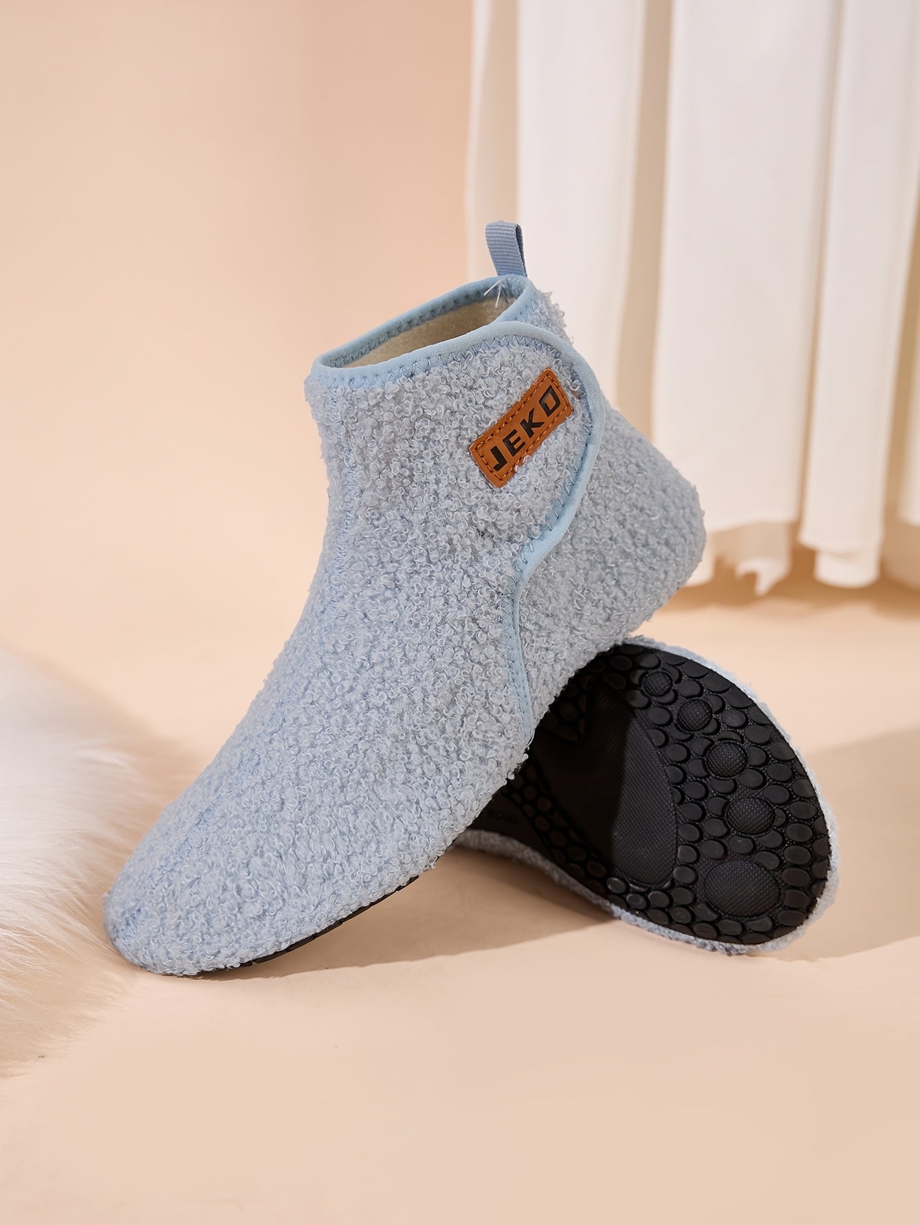 Women's Winter Warm Slip-On Slippers with Closure - Soft Fabric Indoor/Outdoor House Shoes, Non-Slip Rubber Sole & Plush Lining for Cozy Comfort, Light Blue, Indoor Slippers, Home Comfort, Simple Style, Comfortable Fit, Home