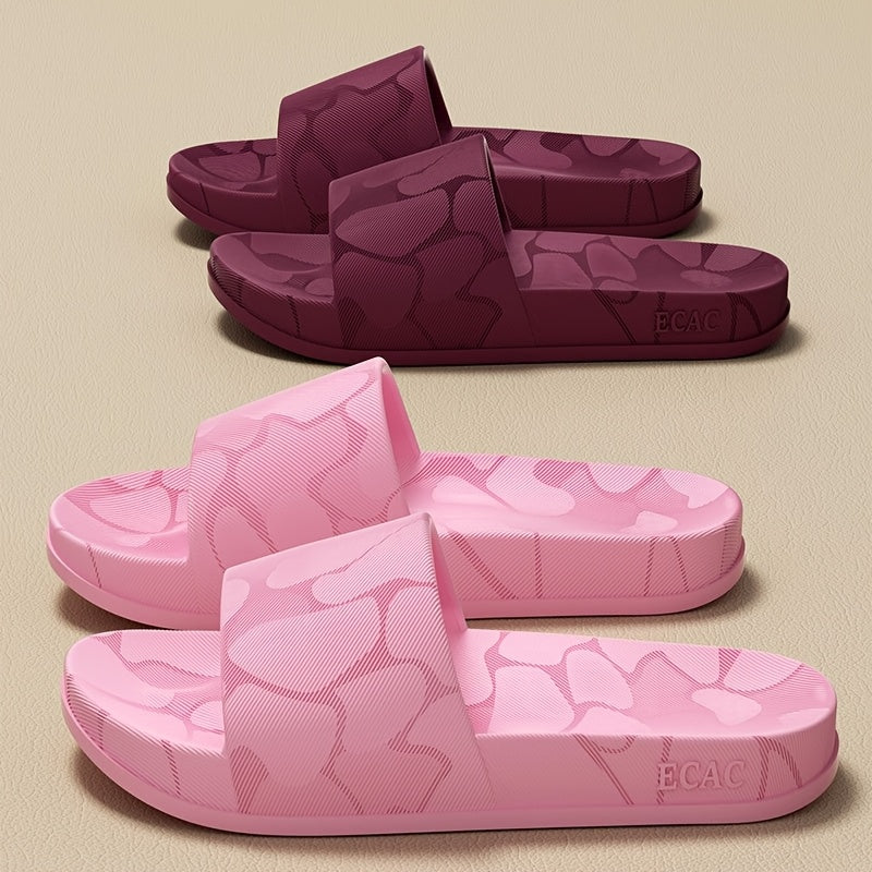 ECAC Women'S EVA Slide Sandals - Thick Cushioned Indoor/Outdoor Slippers with Geometric Pattern, Lightweight & Comfortable for Bathroom, Hiking, and Casual Wear, Hiking Footwear | Stylish Slipons | EVA Upper Material, Slipper