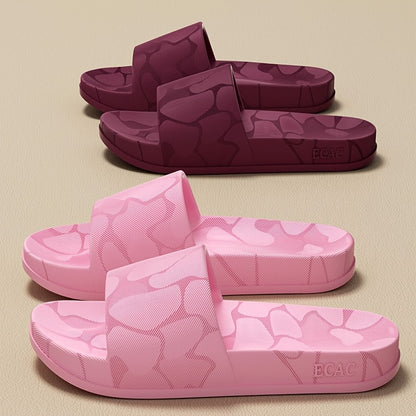 ECAC Women'S EVA Slide Sandals - Thick Cushioned Indoor/Outdoor Slippers with Geometric Pattern, Lightweight & Comfortable for Bathroom, Hiking, and Casual Wear, Hiking Footwear | Stylish Slipons | EVA Upper Material, Slipper