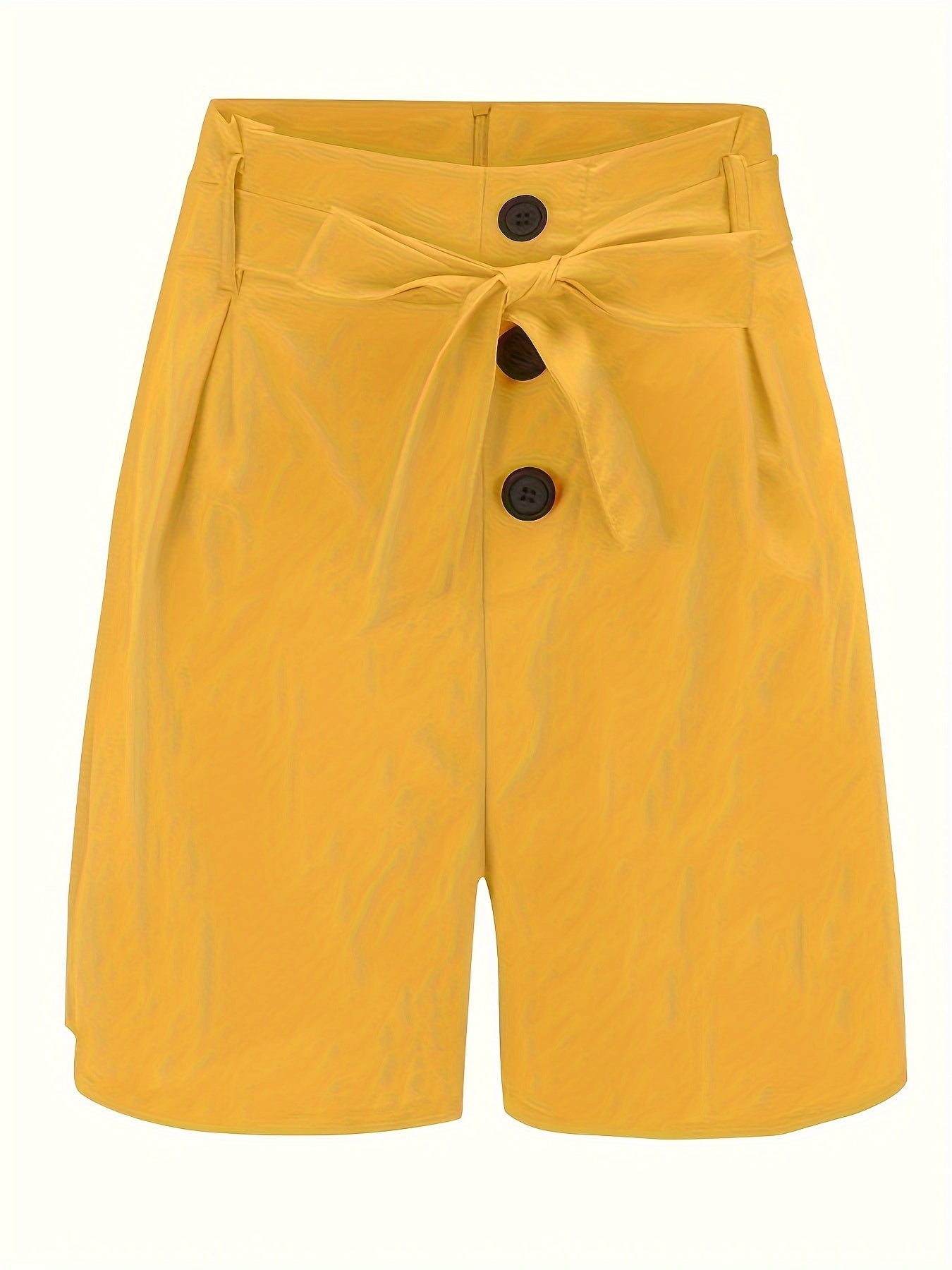 Chic Y2K High Waist Shorts - Solid Button Front, Adjustable Tie Waist - Perfect for Beach & Summer Style - Womens Casual Wear
