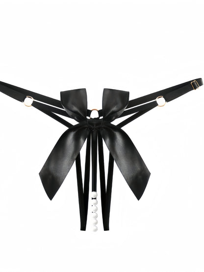 Sensual Lace-up Bikini Bottoms with Pearl Embellishments - Adult, Sexy, and Adjustable Design for Women