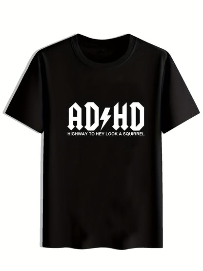 Mens ADHD Graphic Tee - Comfortable & Fashionable Casual Tee with Slight Stretch - Breathable Summer Wear for Trendsetters