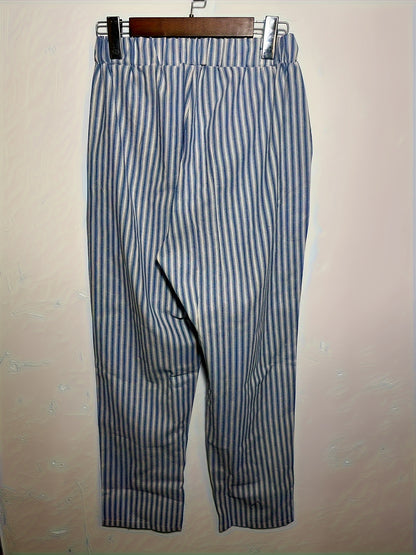 Striped Slant Pocket Drawstring Pants, Casual Pants For Spring & Summer, Women's Clothing