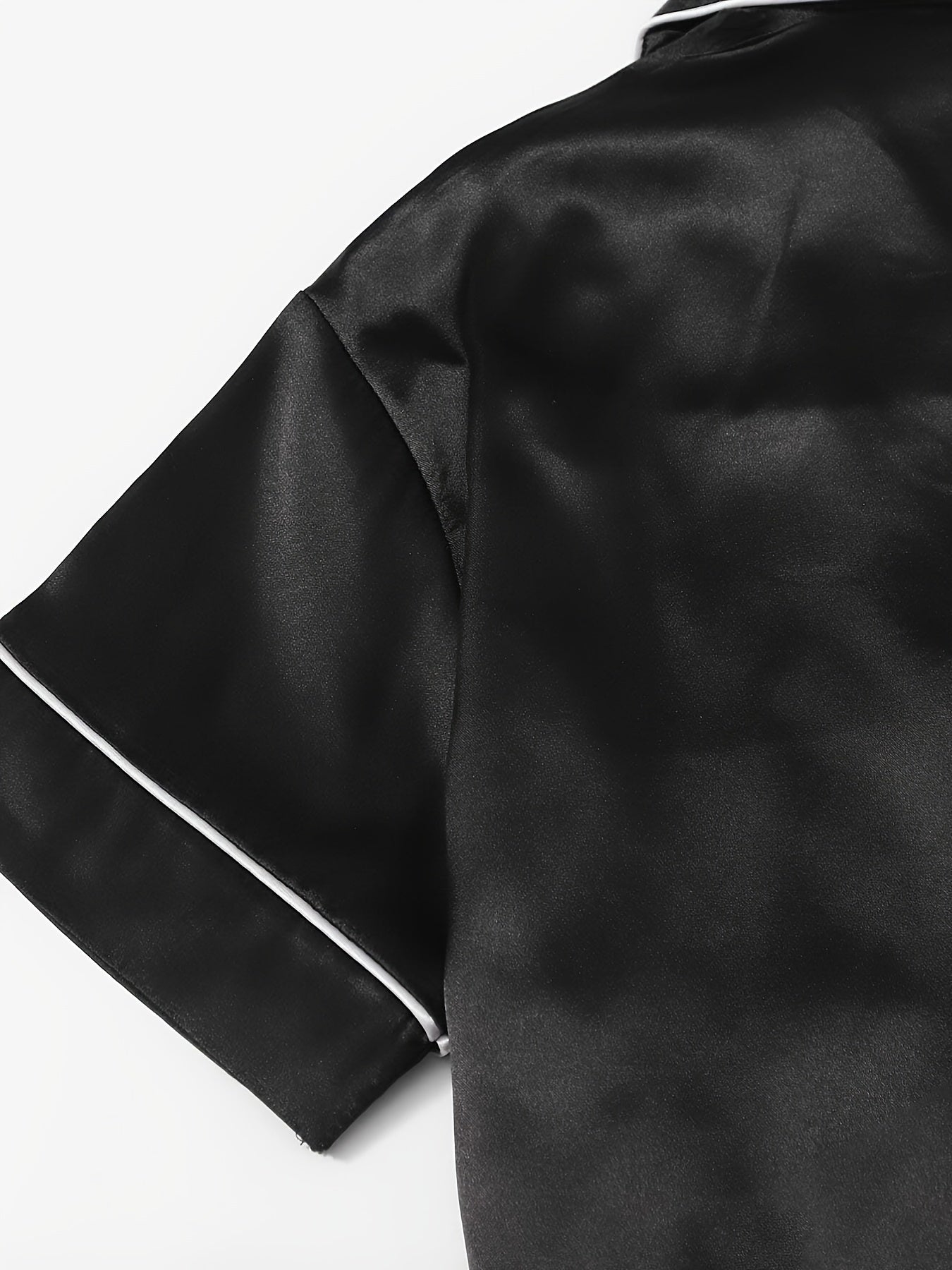 2 Sets of Ultra-Soft Satin Women's Casual Pajama Sets - Short Sleeve Buttons Lapel Top & Shorts with Comfortable Relaxed Fit, Breathable Fabric, and Cozy Sleepwear Experience for a Restful Night's Sleep