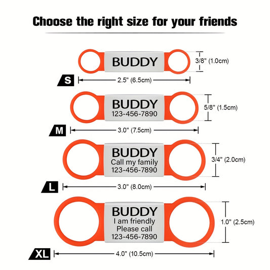 [Fast Arrival] Personalized Pet ID Tag - Durable, Noise-Free, Stylish Slide-On Tag with Engraved Pet's Name, Perfect for Dogs and Cats - Easy to Read, Long-Lasting, and Attractive Design