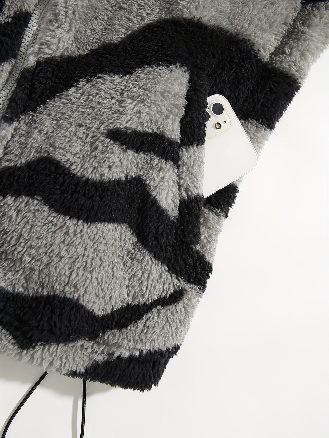 Aztec Pattern Fuzzy Jacket, Casual Zip Up Outwear For Winter & Fall, Women's Clothing