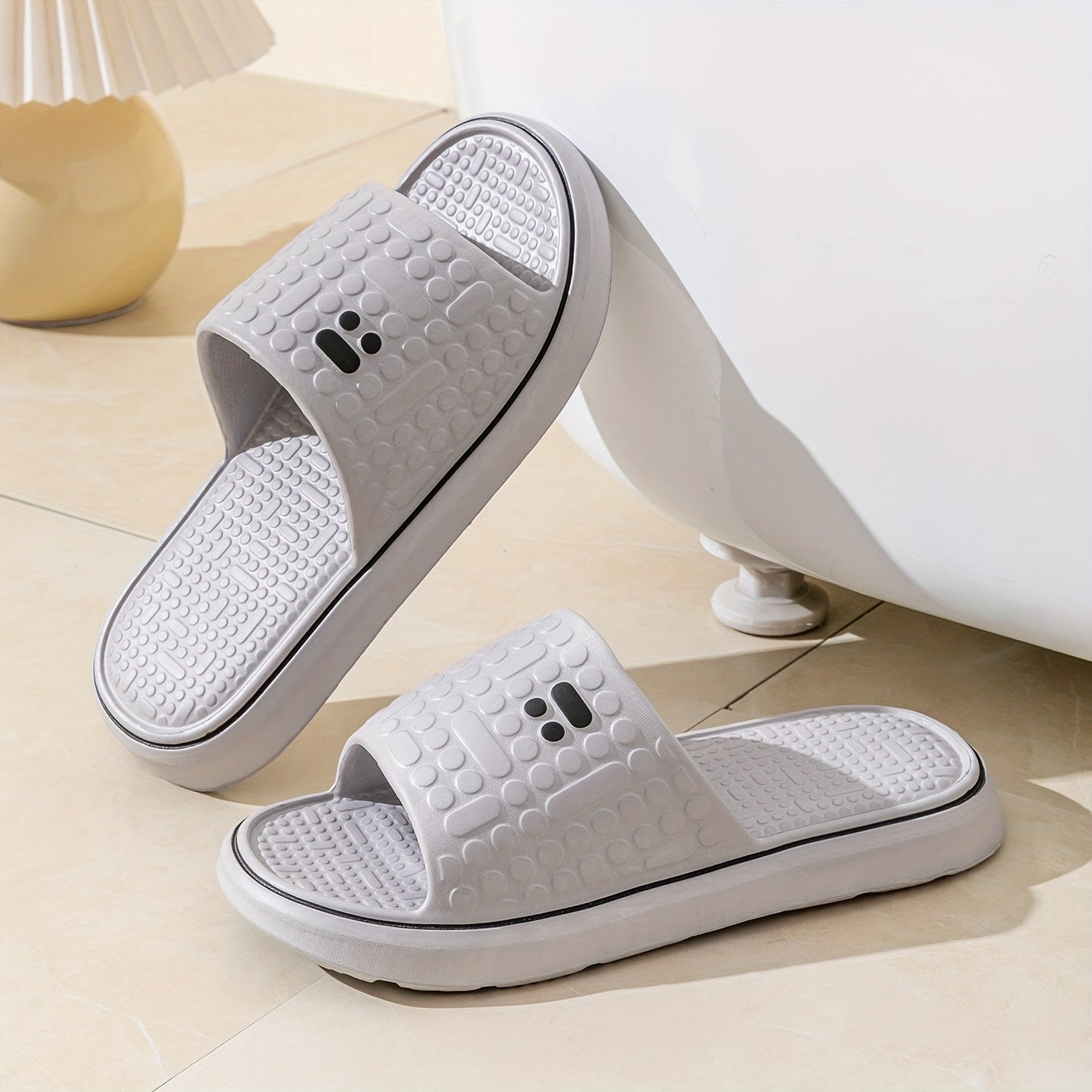 [Soft Slides] Soft Pink Women's Summer Slides | Non-Slip High-Density Geometric Pattern, Machine Washable, Comfortable Home Shoes for Relaxation, Ladies Slippers, Thick Sole Indoor Slippers, EVA