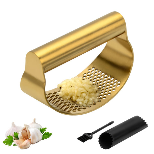1pc, Garlic Press, Stainless Steel Garlic Press, Rocker Metal Garlic Mincer, Washable Garlic Crusher, Kitchen Garlic Chopper, Garlic Masher, Kitchen Stuff, Kitchen Gadgets, Apartment Essentials, College Dorm Essentials, Kitch