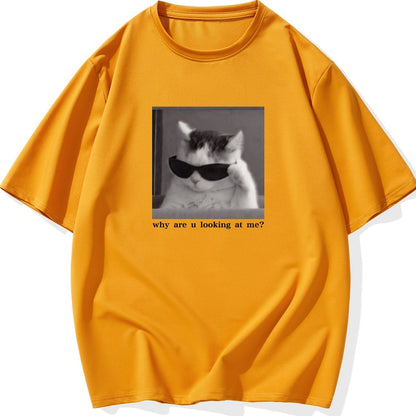 Cool Cat Graphic T-shirt, Men's Casual Multicolor Loose Short Sleeve Shirt