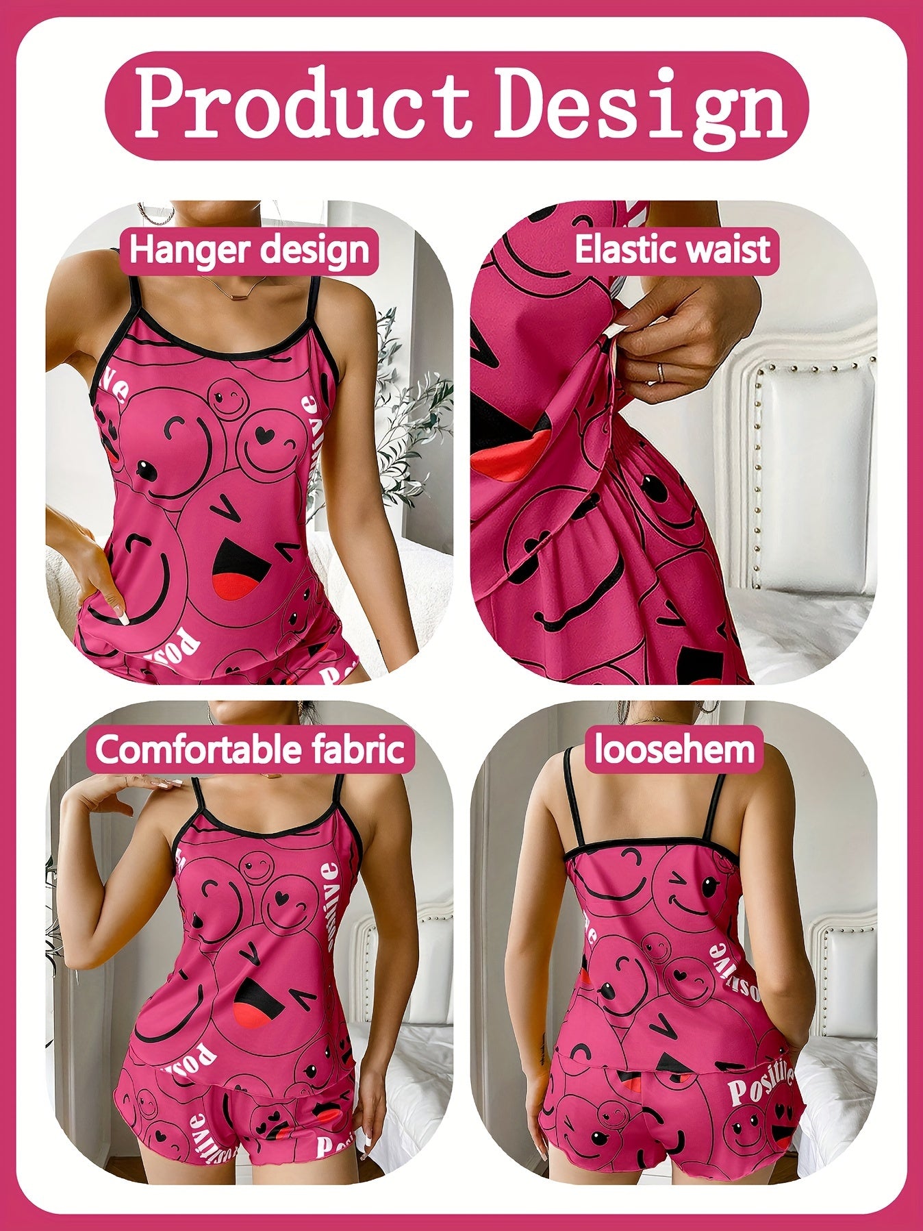 [Cute Pajama Set] Super Cute Printed Pajama Set | A Whimsical Featuring Elastic Waistband Shorts And a Comfortable Loose Top, Perfect for a Delightful And Restful Sleep