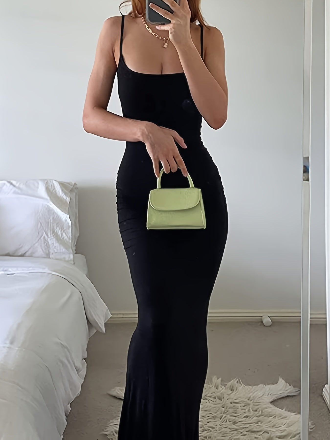 Women's Casual Lounge Slip Long Dress, Sexy Sleeveless Backless Bodycon Maxi Dress, Women's Clothing