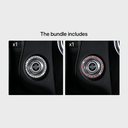 Zinc Alloy Ignition Button Cover with Sparkle Effect - "START STOP" Design, Plated, Easy Installation, Fits Most Vehicles, Ignition System Upgrade | Sparkling Button Cover | Glossy Finis