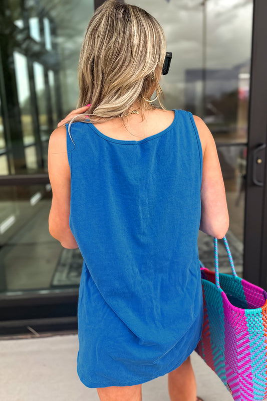 Blue Sun Graphic Casual Tank Top