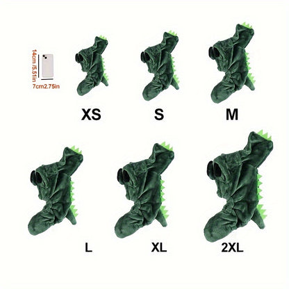 Cute & Comfy Dino Costume for Small Pets - Easy-Pullover, Knit Dinosaur Outfit for Dogs & Cats