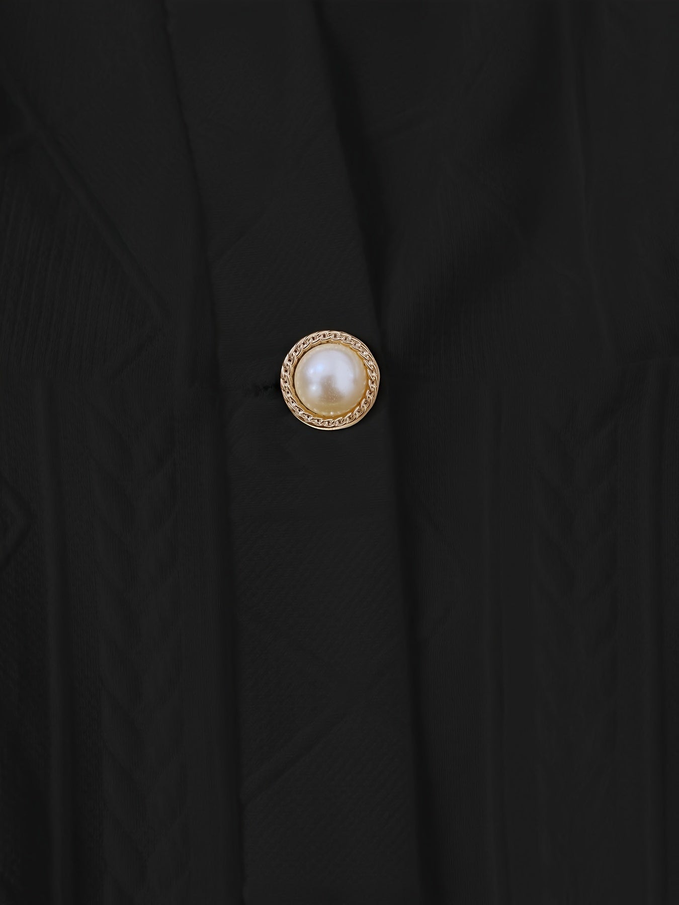 Textured Beaded Button V-neck Jacket, Elegant Long Sleeve Ruffle Hem Outwear For Spring & Fall, Women's Clothing