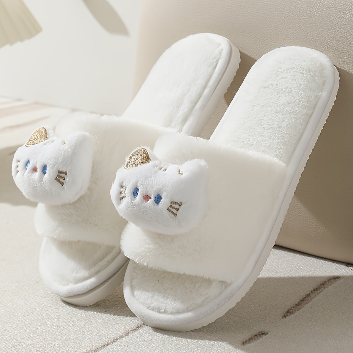 [Cozy Plush Slippers] Warm Cozy Women's Winter Plush Slippers | Cute Cat Design, Non-Slip Indoor Footwear, Soft EVA Sole, Hand Washable | Perfect for Home Comfort, Ladies Slippers
