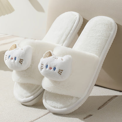 [Cozy Plush Slippers] Warm Cozy Women's Winter Plush Slippers | Cute Cat Design, Non-Slip Indoor Footwear, Soft EVA Sole, Hand Washable | Perfect for Home Comfort, Ladies Slippers