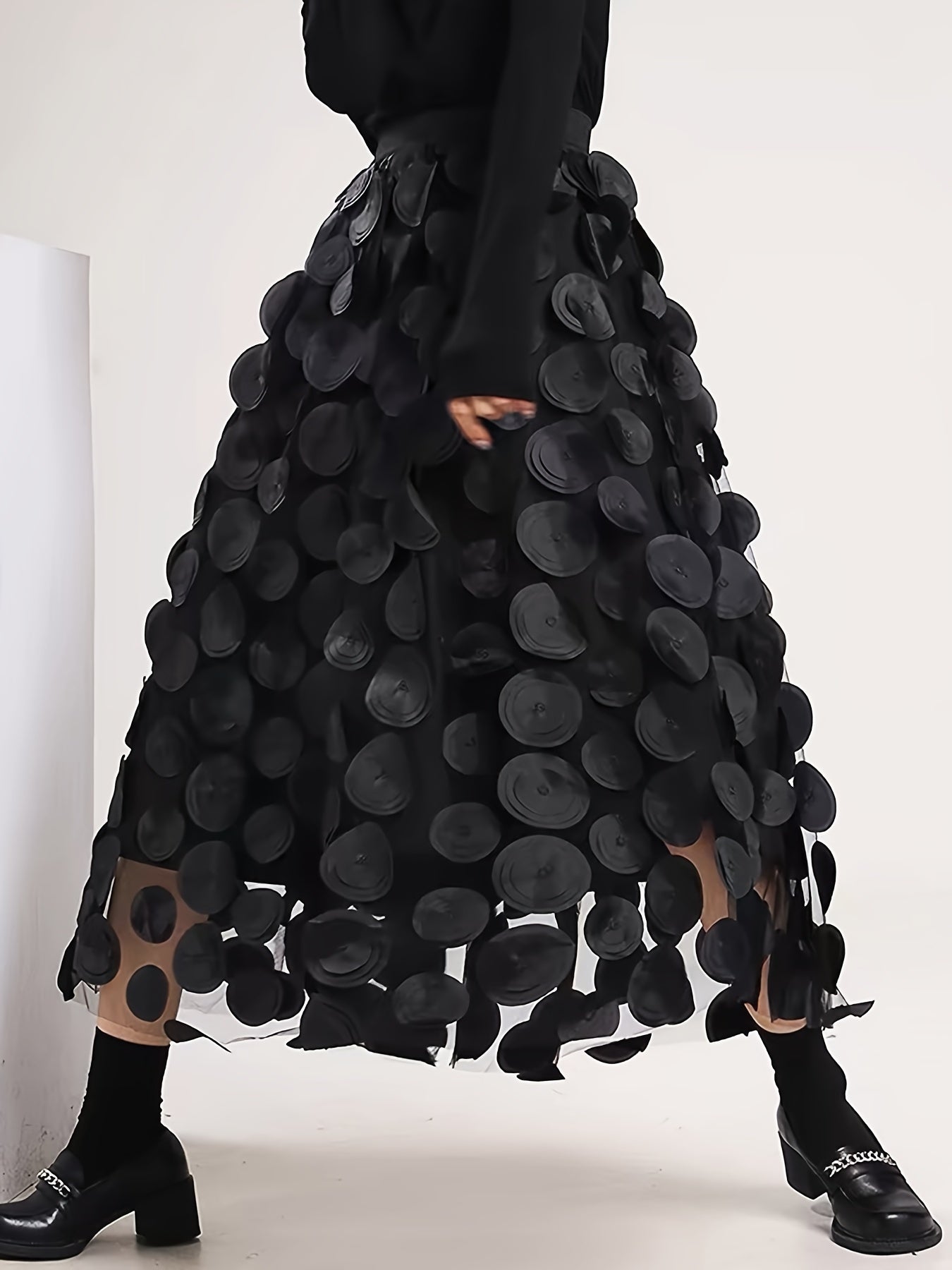 Applique High Waist Skirts, Elegant Maxi Skirts For Spring & Summer, Women's Clothing