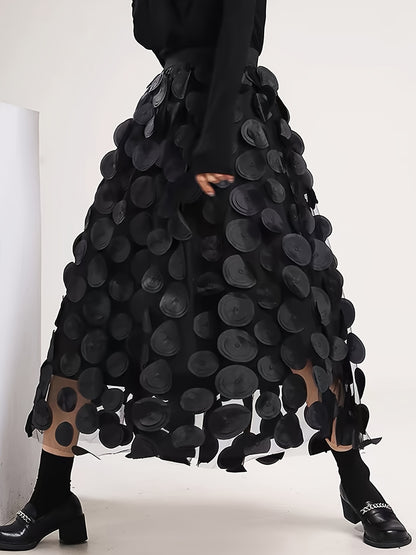 Applique High Waist Skirts, Elegant Maxi Skirts For Spring & Summer, Women's Clothing