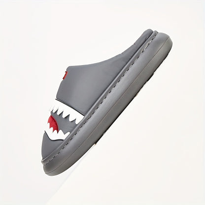 Trendy Animal Shark House Slippers For Women, Warm Lightweight Non-Slip Slip-On Indoor Home Shoes, Closed-Toe Kawaii Slippers Winter