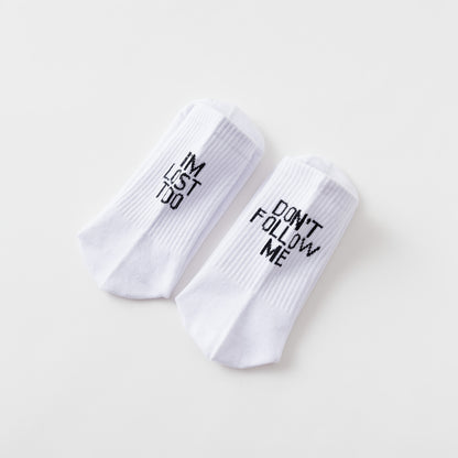 1/3/5 Pairs Autumn Winter Men Funny Humor Word Printed Socks Creative Hip Hop Street Skateboard Unisex Crew Happy Sock