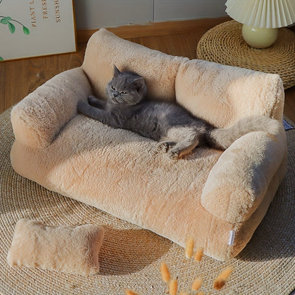 Grey Washable Non-Slip Cozy Winter Pet Bed Cats & Dogs - Soft Fiber Fill Polyest