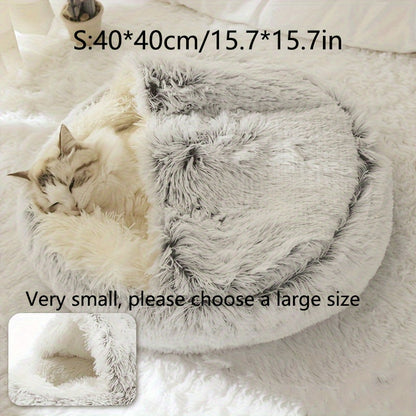 Cozy Luxurious Plush Donut Pet Bed - Hooded, Non-Slip Bottom, Easy to Clean - for Cats & Small Dogs, Perfect for Winter Comfort