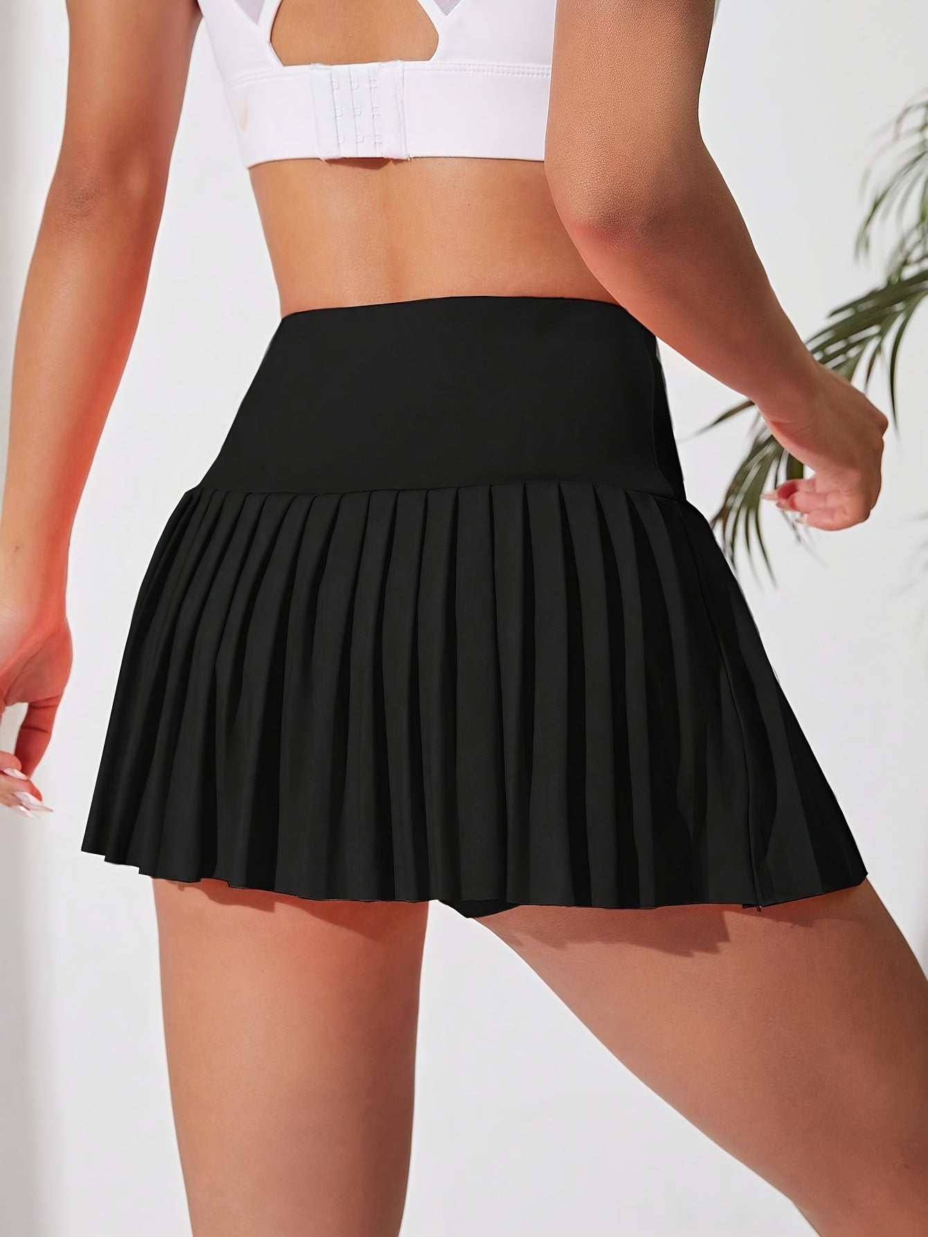 High Waist Pleated Mini Skirts, Casual Workout Solid Skirts, Women's Clothing