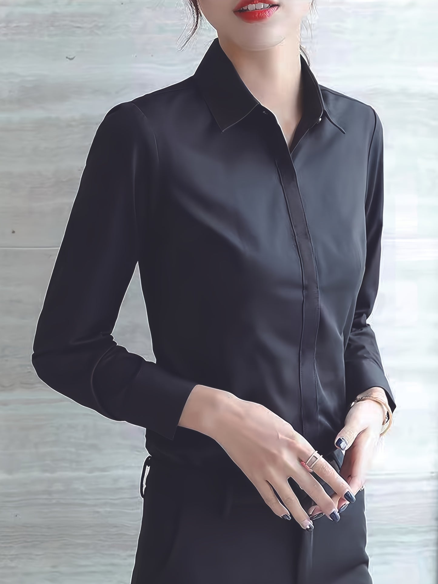 2024 Women's Professional Long Sleeve Shirt - Slim-Fit Square Neck Blouse with Semi-Sheer Fabric, White Office Workwear for Spring/Summer, Middle Eastern-Inspired Elegant Work Attire, Work Blouse