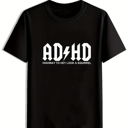 Mens ADHD Graphic Tee - Comfortable & Fashionable Casual Tee with Slight Stretch - Breathable Summer Wear for Trendsetters