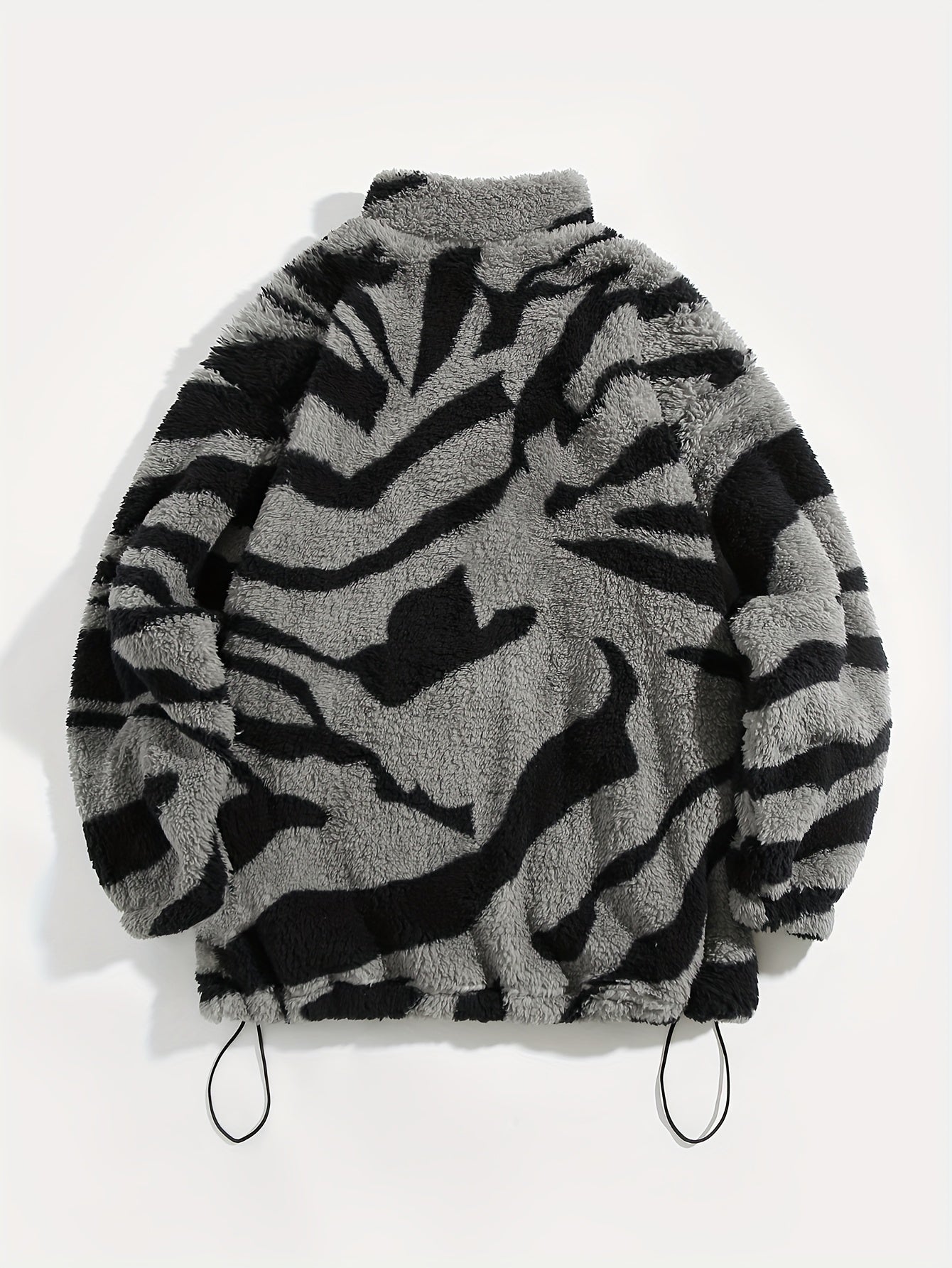 Aztec Pattern Fuzzy Jacket, Casual Zip Up Outwear For Winter & Fall, Women's Clothing