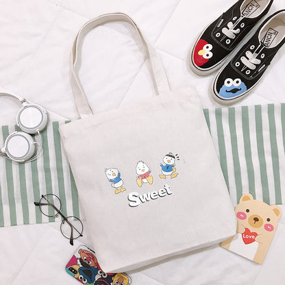 Bag Women's New Cartoon Cute Student Shoulder Bag Canvas Tote Bag