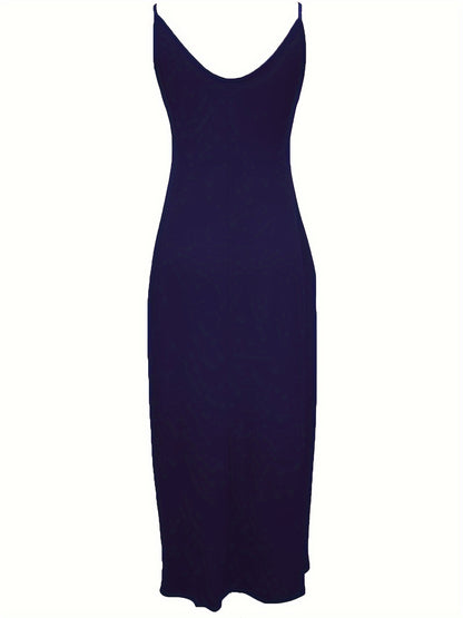 Faith Print Backless Dress, Casual Spaghetti Strap V Neck Loose Dress, Women's Clothing