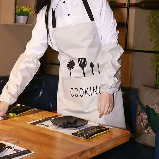 1pc Waterproof And Oil-proof Apron With Pockets - Hand Wipeable Apron For Women And Men - 27.5in X 26.8in - Stay Clean And Protected While Cooking