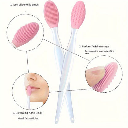 1pc Pink Silicone Nose Brush - Dual-Sided Soft Exfoliating & Massaging Facial Cleaner, Blackhead Removal Tool for Smooth Skin, Formaldehyde-Free, Ideal for Men & Women's Home Care