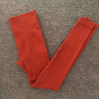 Sports Running Seamless Ribbed Long Sleeve Yoga Fitness Set, Bodycon High-Waisted Backless T-Shirt, Quick-Dry Workout Apparel