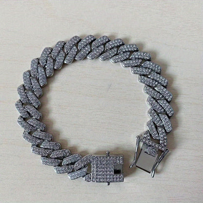 Chunky Iced Out Rhinestone Cuban Link Chain Necklace For Men, father's day gift
