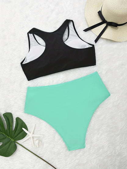 Plus Size Women's Tropical Print Bikini Set with Beach Cover-Up Dress - Stretchy, Comfortable 3pcs Swimsuit with Vibrant Palm Graphics, Includes Bra, High-Waisted Shorts & Tee for Vacation, High Waisted Bikini Set