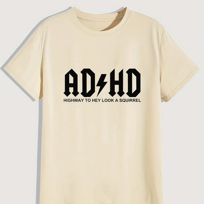 Mens ADHD Graphic Tee - Comfortable & Fashionable Casual Tee with Slight Stretch - Breathable Summer Wear for Trendsetters