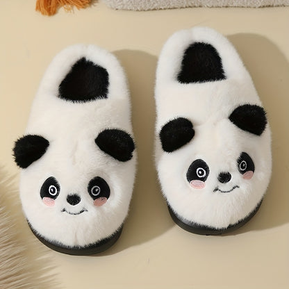 Winter New Cartoon Panda Cute Plush Slippers For Women's Indoor Home, Warm And Comfortable, Anti Slip Soft Slippers