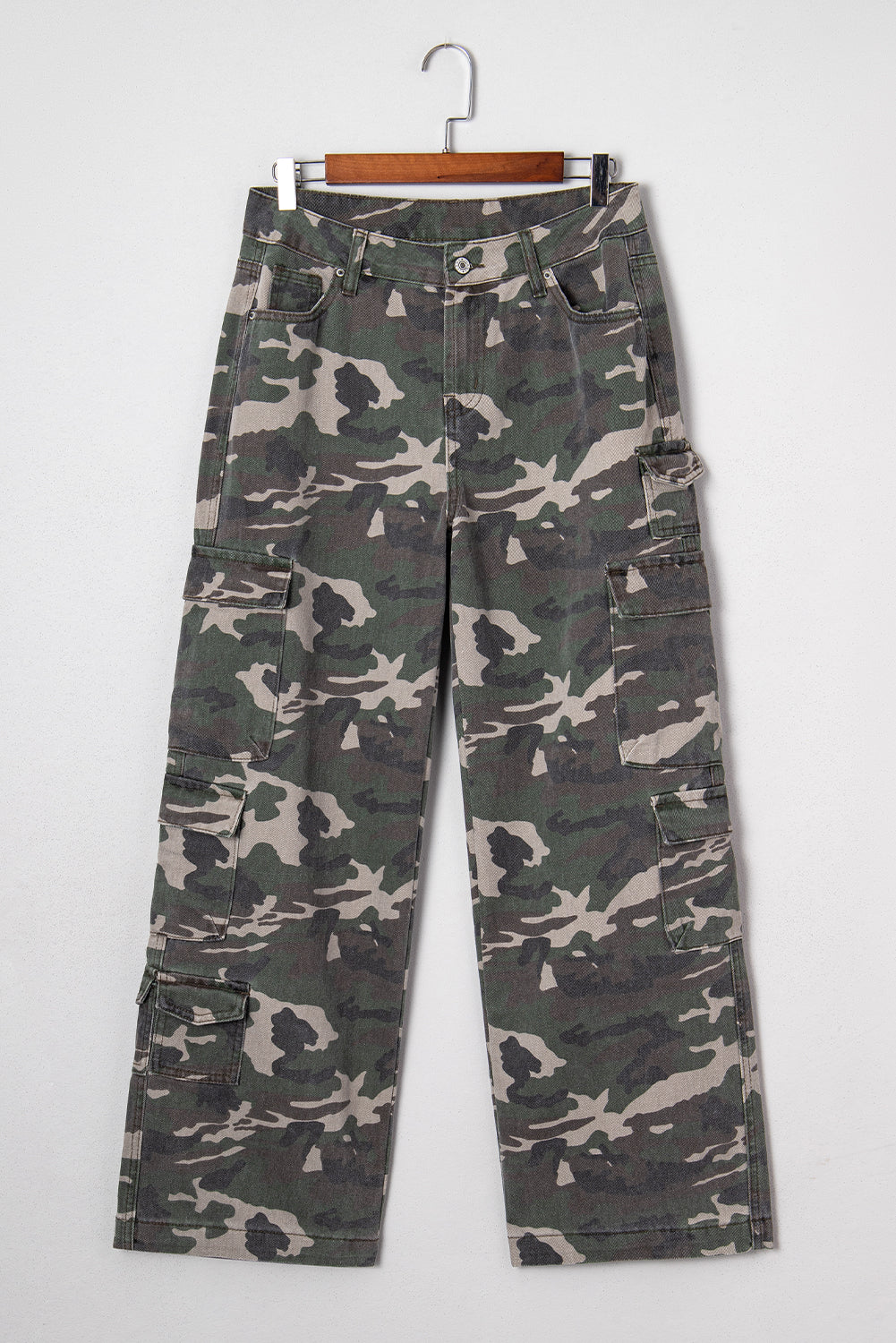 Green Camo Cargo Wide Leg Pants