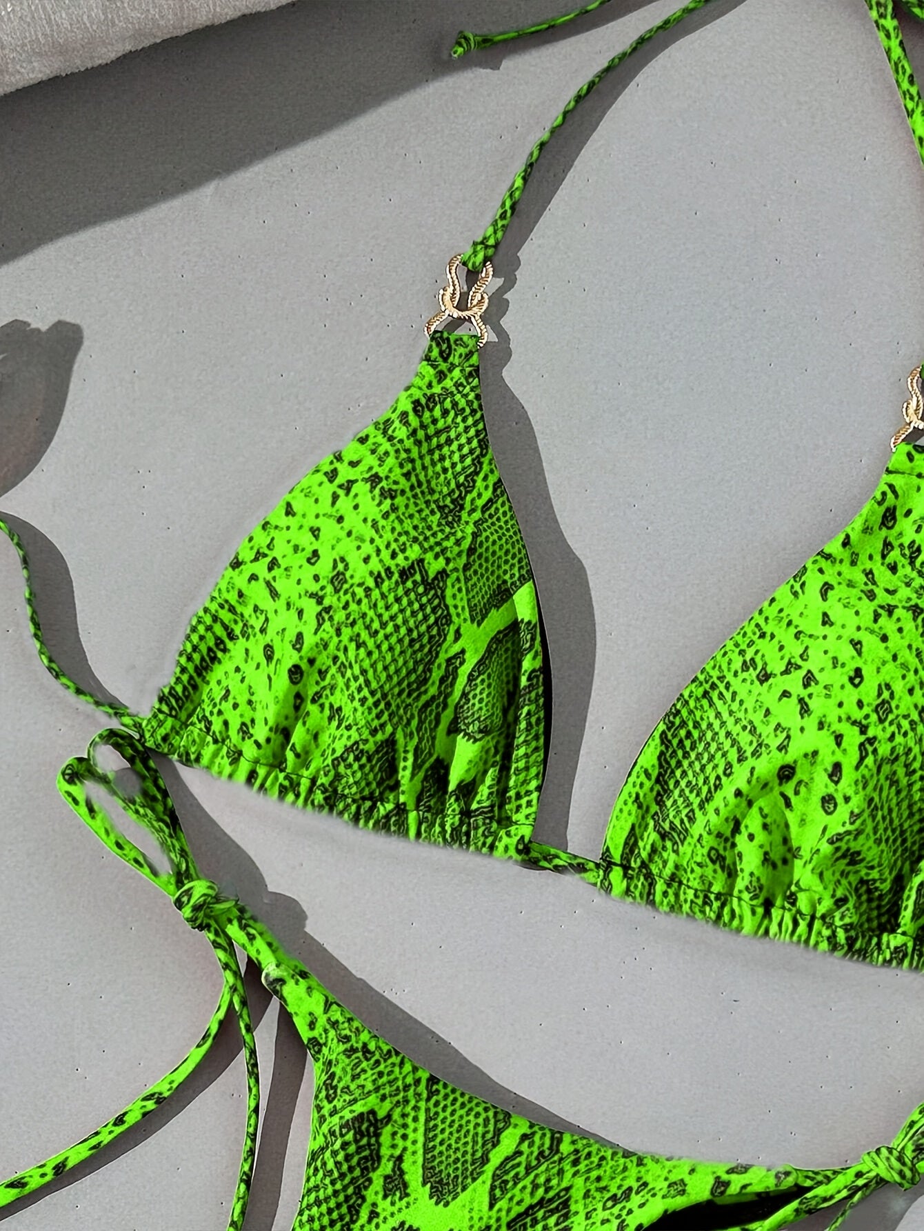 Snake print swimsuit two-piece bikini with tie straps