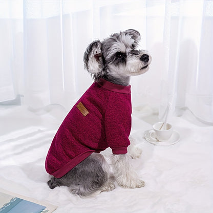 1pc Dog Puppy Knitted Classic Sweater, Warm Fleece Sweater Clothes, Thermal Winter Clothing For Dogs Cats