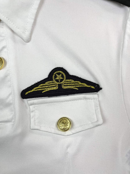 Naughty Policewoman Cosplay Costume, Short Sleeve Buttons Lapel Collar Crop Top & Side Tie Ruched Mini Skirt, Women's Sexy Lingerie & Underwear