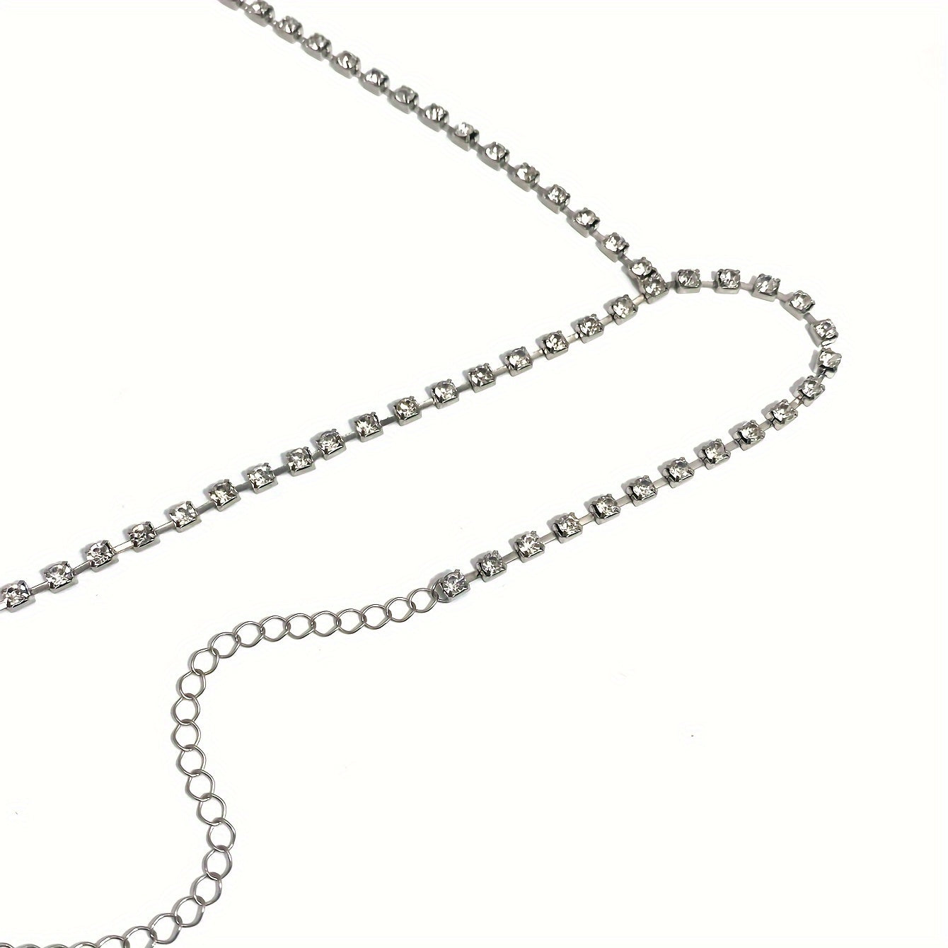 [Luxury Chest Chain Jewelry Shiny] Luxury Cross Chest Chain Shiny Rhinestones Body Chain Jewelry